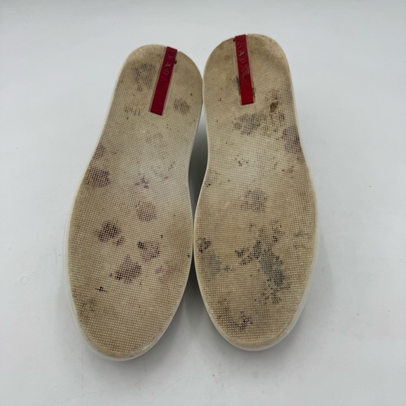 Prada Women's Sport Beige Suede Slip On Skate Sneakers Size EU 38 US 7.5 shoes - Picture 10 of 11